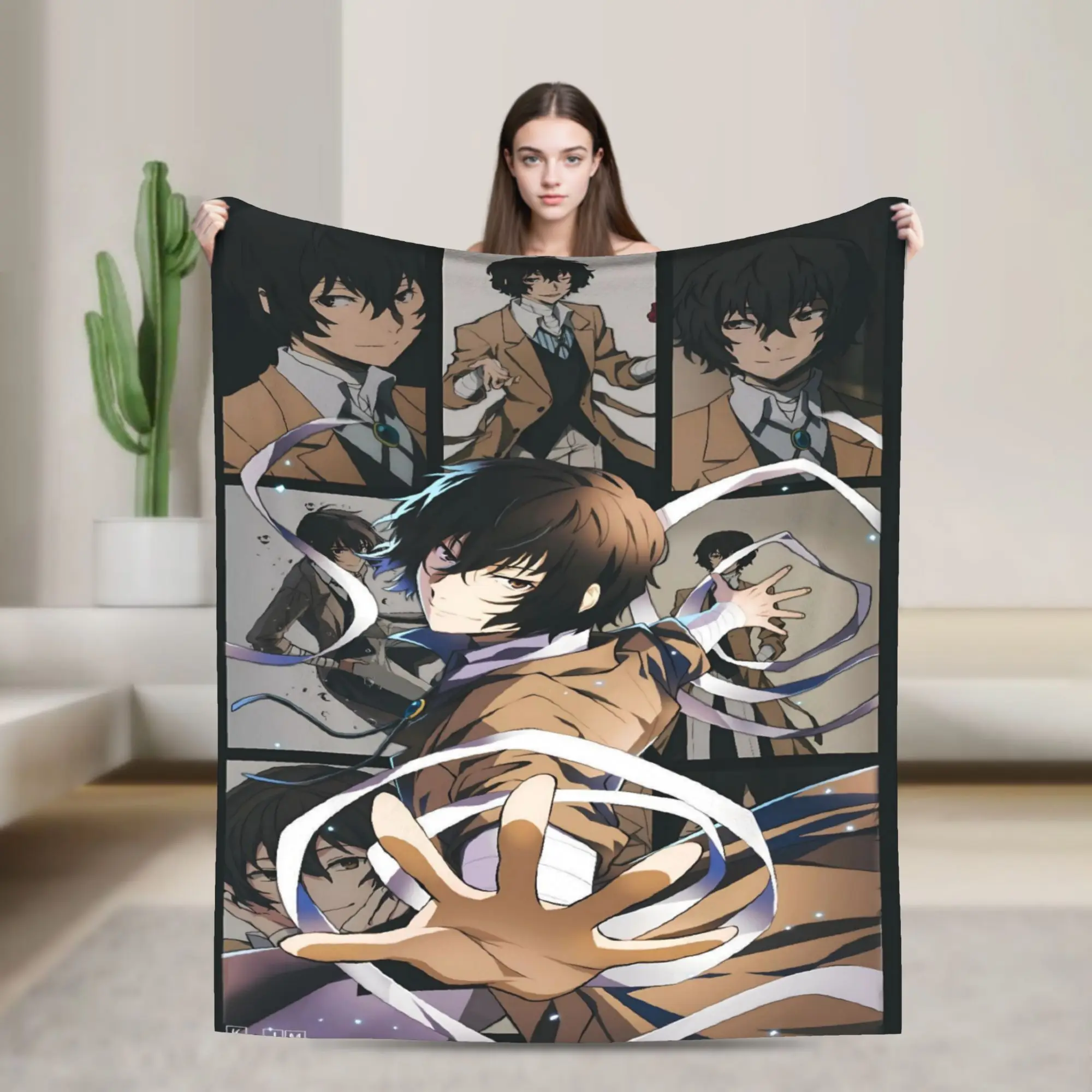 Dazai Bungo Stray Dogs Blanket  Super Soft Street Trend Plush Throw Blanket For Living Room Picnic Flannel Bedspread Bed Cover