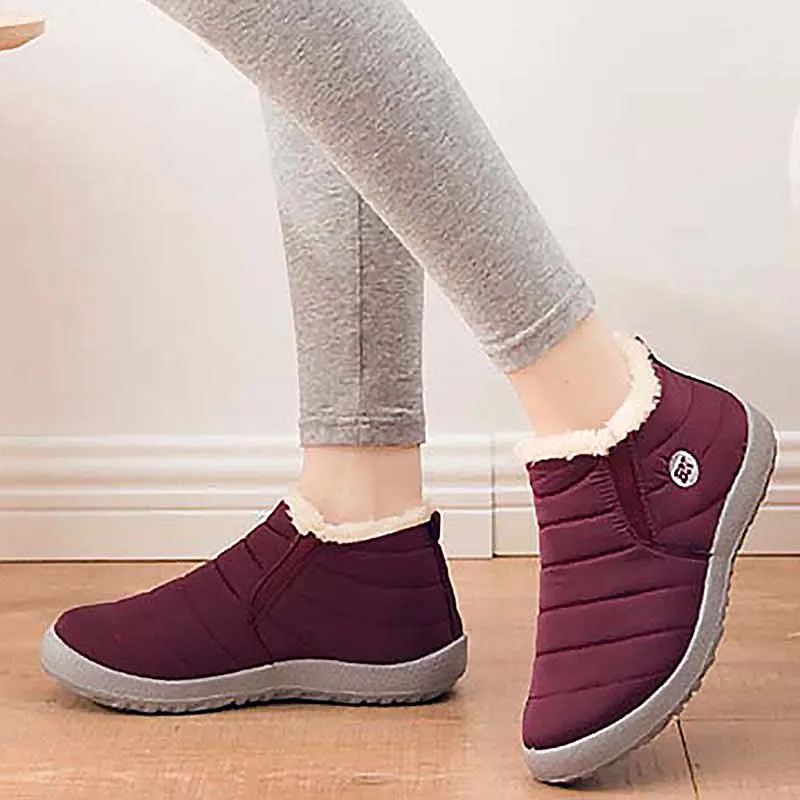 스노우 여성 부츠, 유니섹스 패션 신발, 슬립온 플랫폼 신발, 발목 부츠, 방수 플러시, 겨울 신발