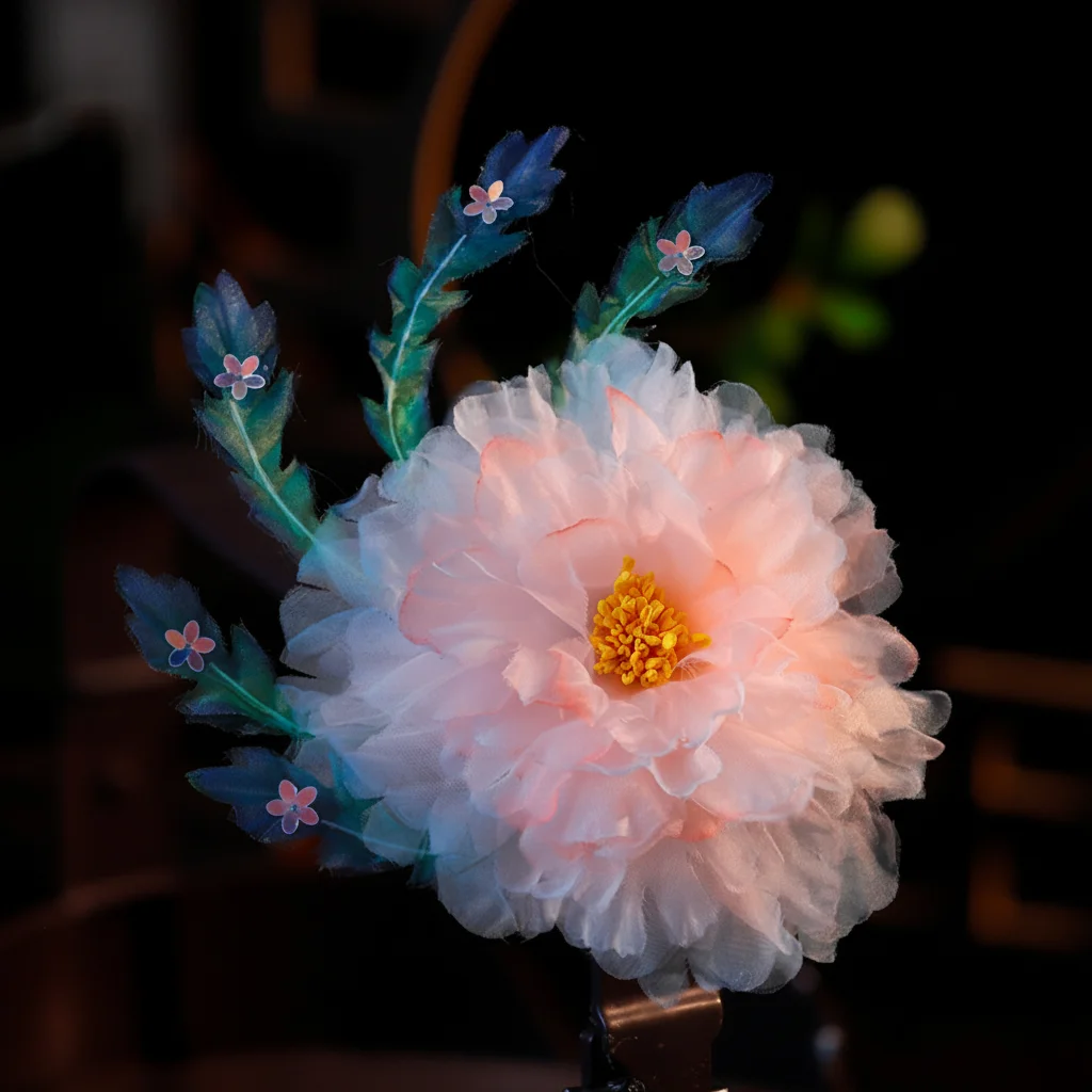 

Винтажная заколка для волос с шелковыми цветами и термопрессованными лепестками для традиционных праздников