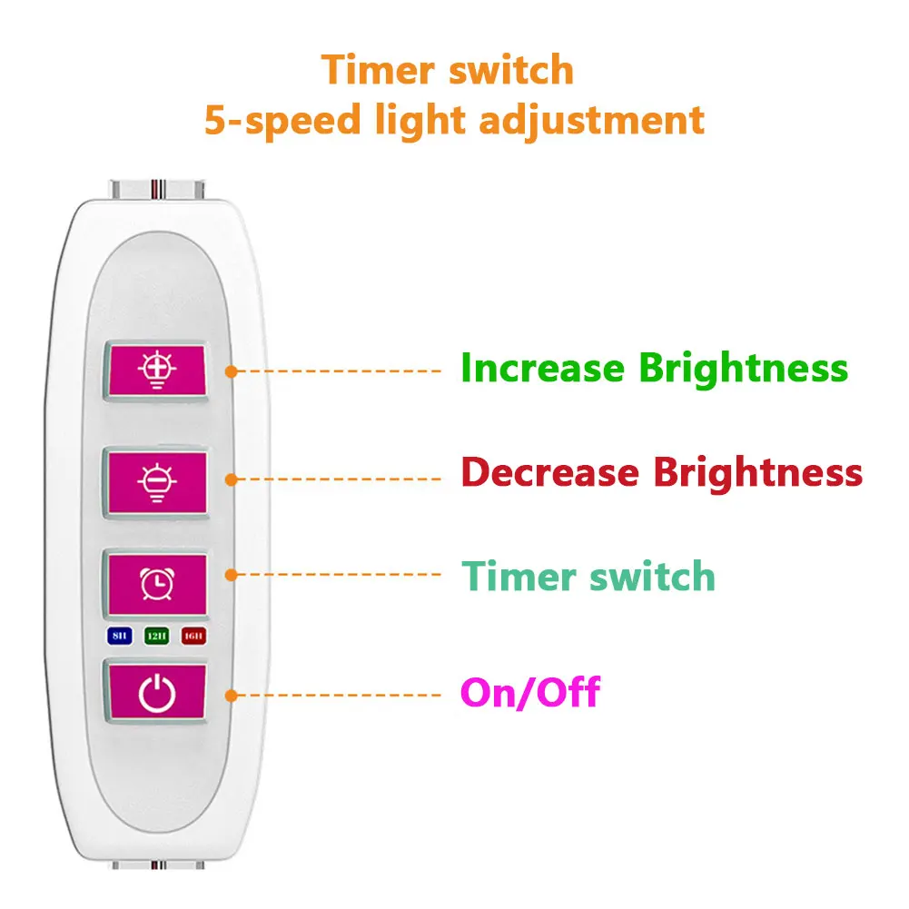 LED Plant Lamp USB Full Spectrum Grow Lights For Indoor Greenhouse Hydroponics Plant Growth Lighting Dimmable Lamp with Timer 5V