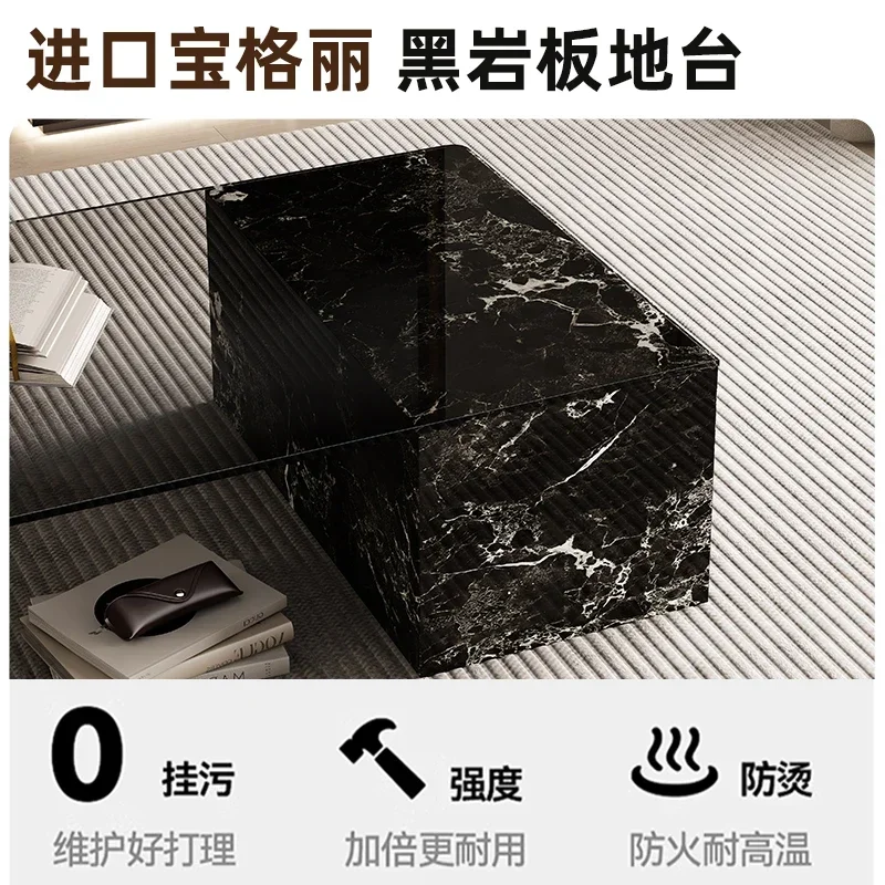 

Итальянский минималистичный стеклянный журнальный столик для гостиной, светлый, роскошный, выдвижной журнальный столик, комбинация ТВ-шкафа