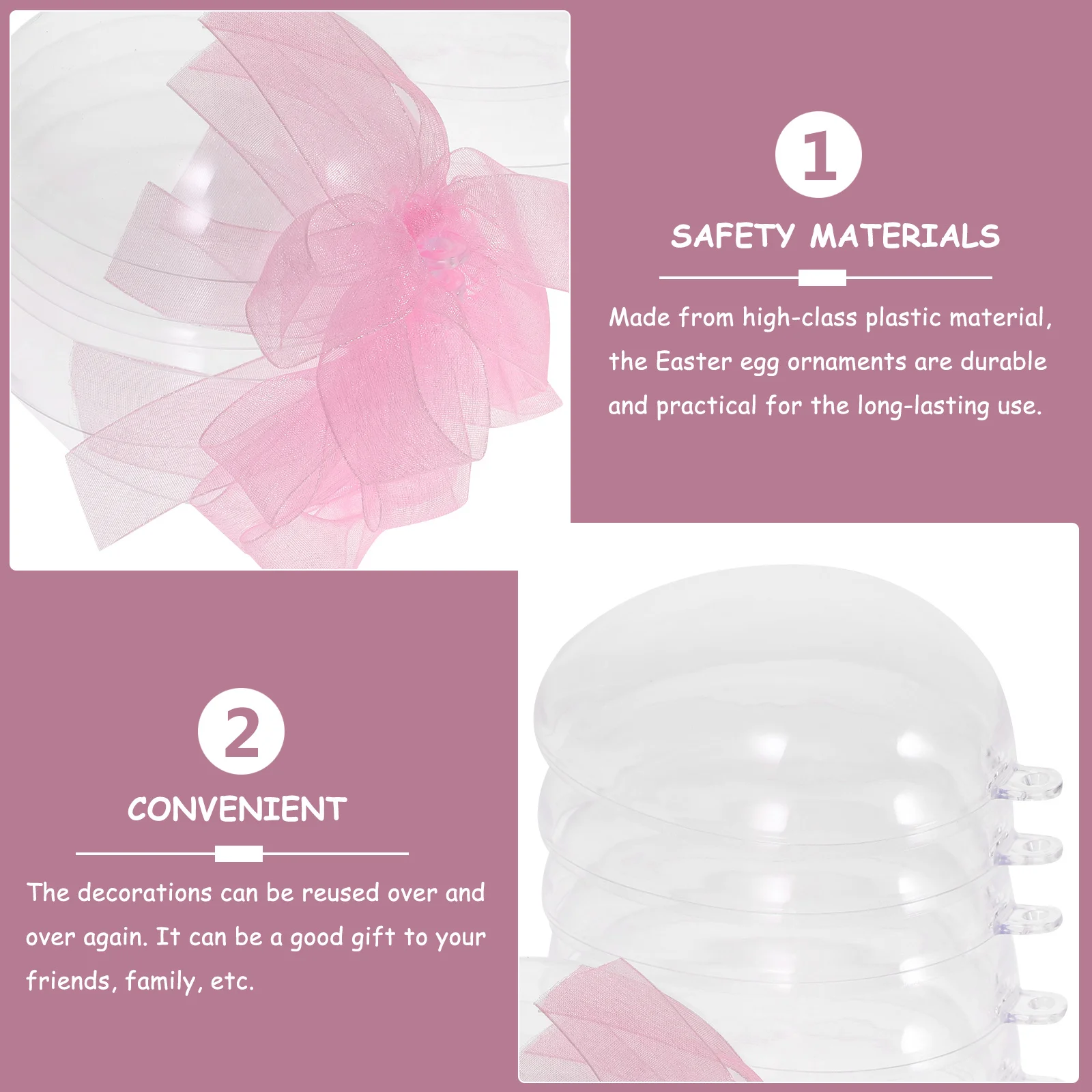 

6Pcs Easter Candy Boxes Egg Shaped Clear Fillable Candy Holder Plastic Party Favor Gift Box Easter Decoration Egg Shape Box