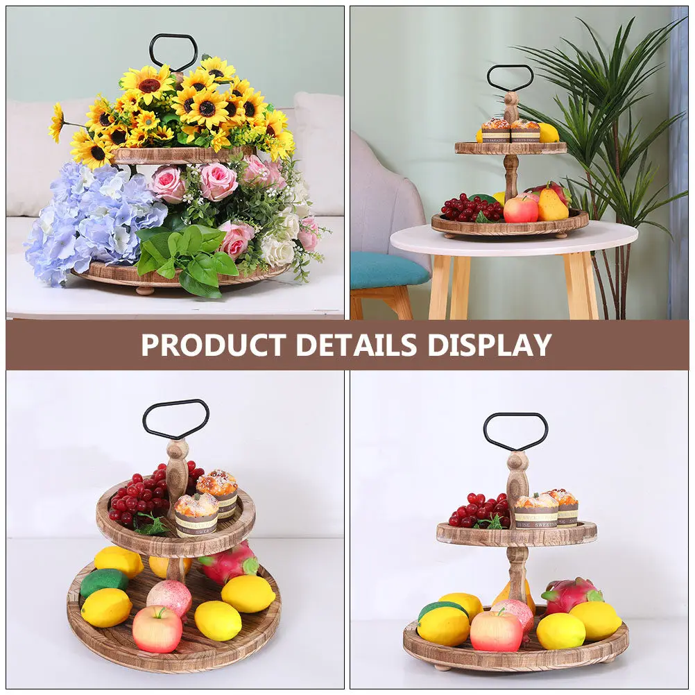 

1pc Wooden Fruit Tray Natural Wood Serving Platter For Cake Candy Dessert Display Storage Rack Wedding Party Holder Baking