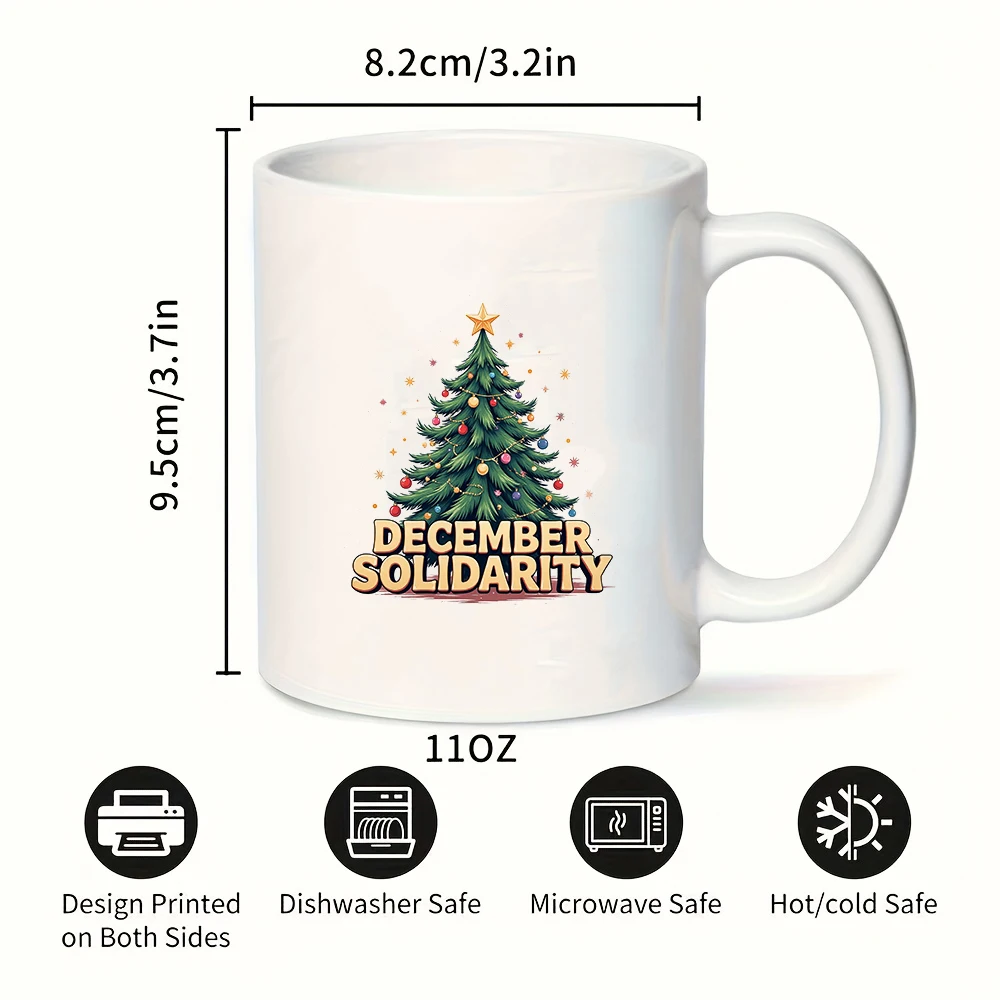 Tazza per albero di Natale in cartone animato da 11 once Palline ornamentali multicolori Tazza a tema Unity di dicembre Regalo di Natale perfetto Tazza per bambini Fami