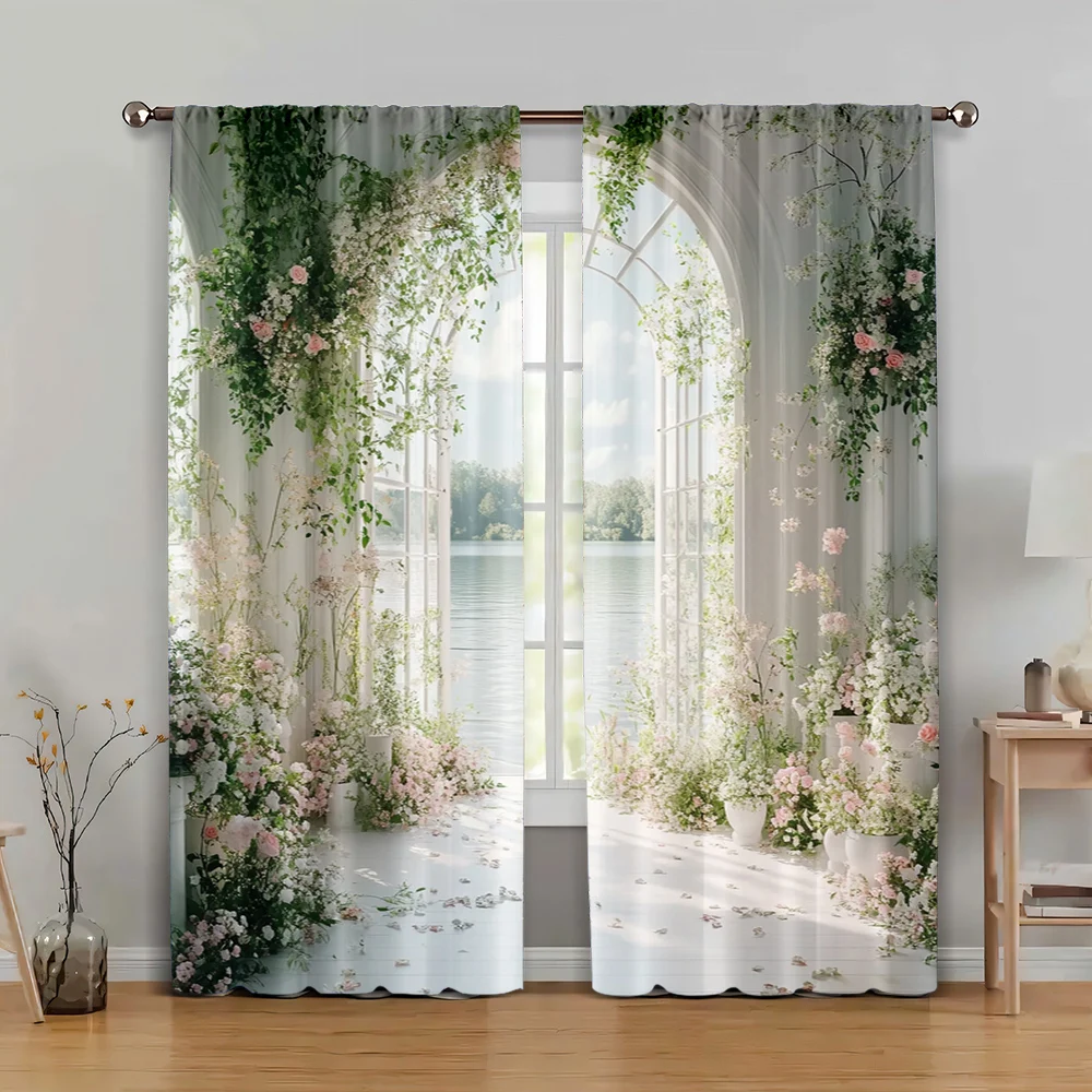 

2pc, Window Treatment Curtains (20.67x45.67in,29.53x65.35in,29.53x102.36in,41.34x90.55in,51.18x82.68in) Gorgeous flowers 100%