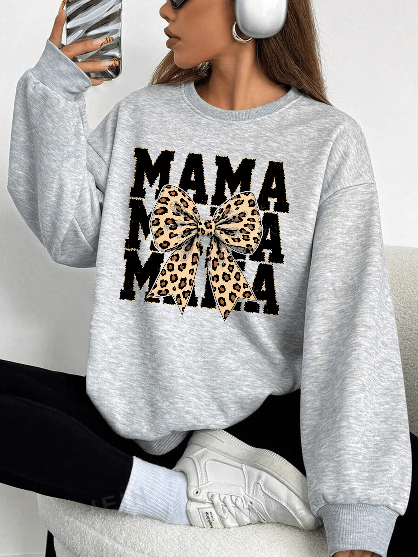 Winter Clothing Gift Ideas - Women's Bowknot Graphic Sweatshirt Crewneck Casual