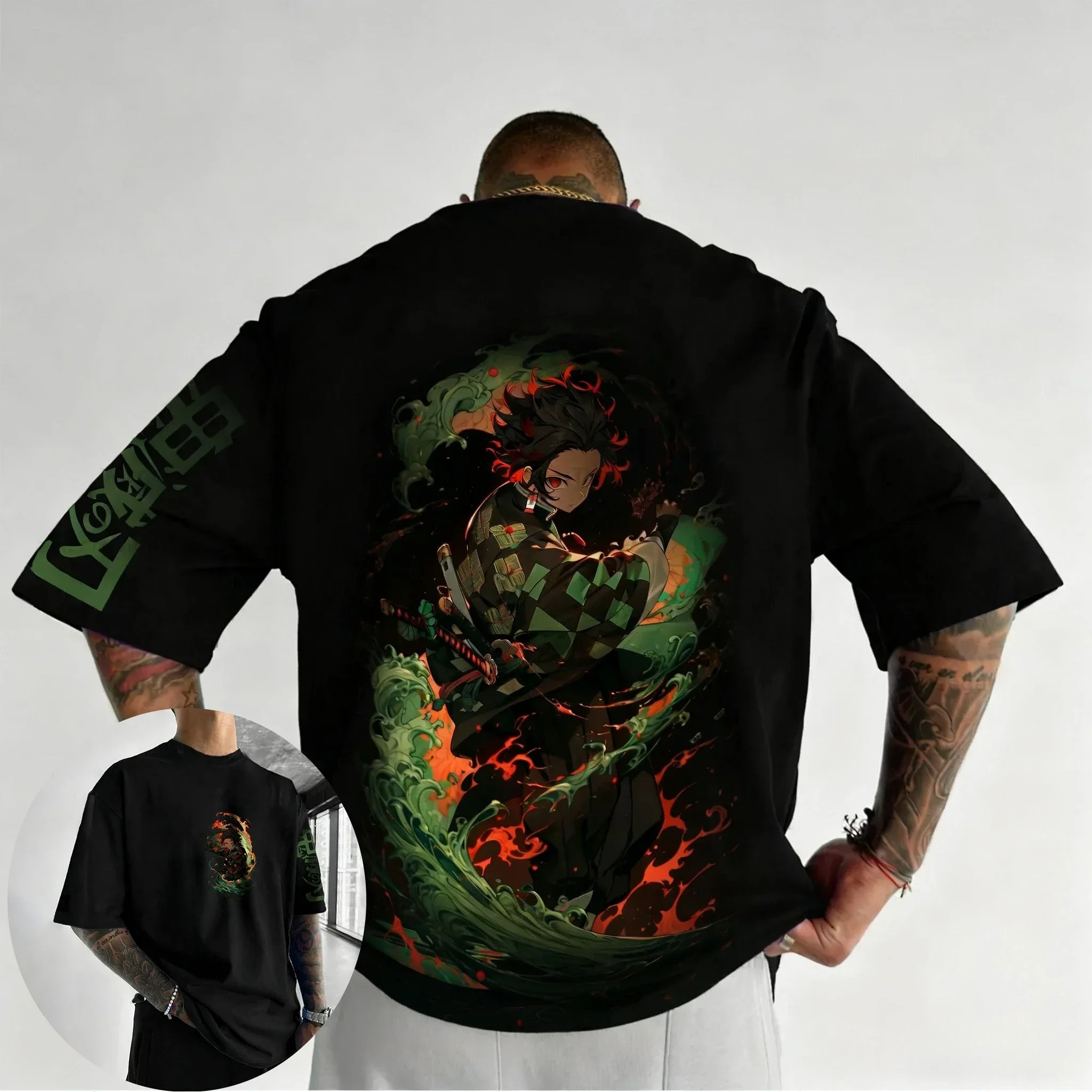 

Demon Slayer Anime Joint Plus Size T-shirt Men's Summer New Print American Trend Ins Casual Loose Versatile Parent-child Top