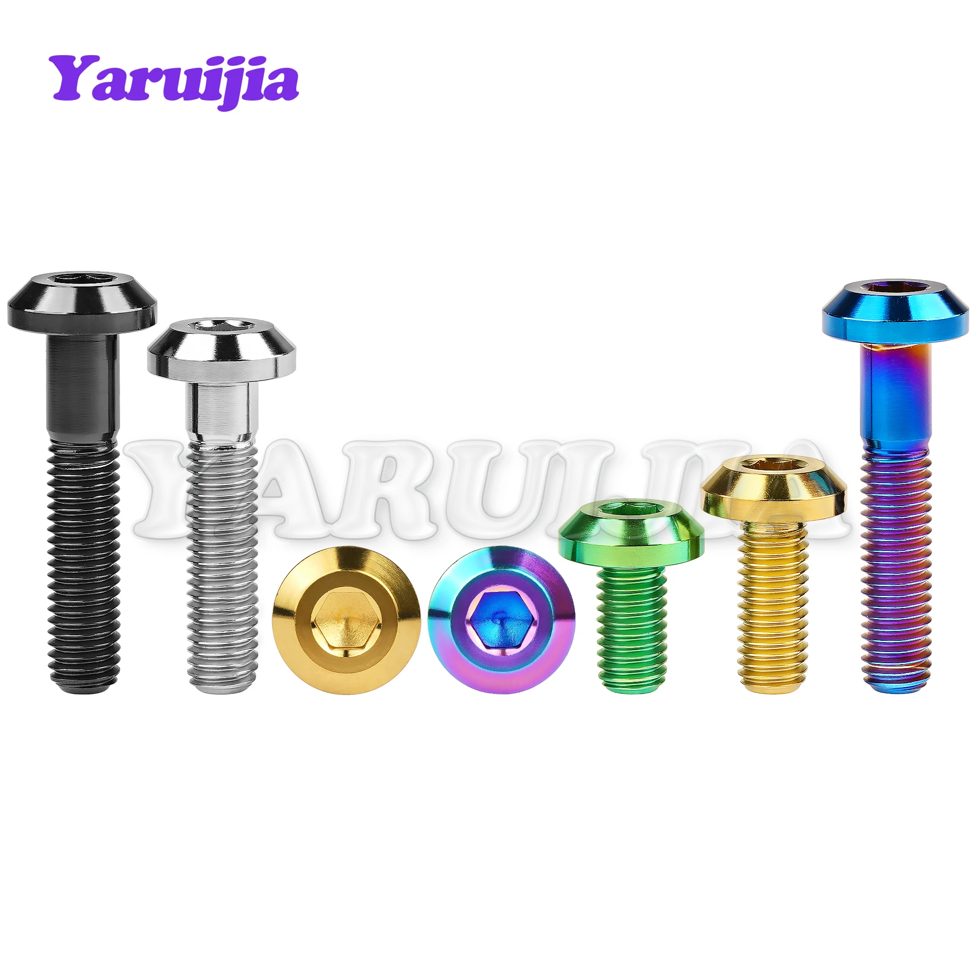 Yaruijia Titanium M6/M8x12/15/20/25/30/35/40Mm Allen key หัวสกรูสำหรับจักรยานรถจักรยานยนต์เบรค