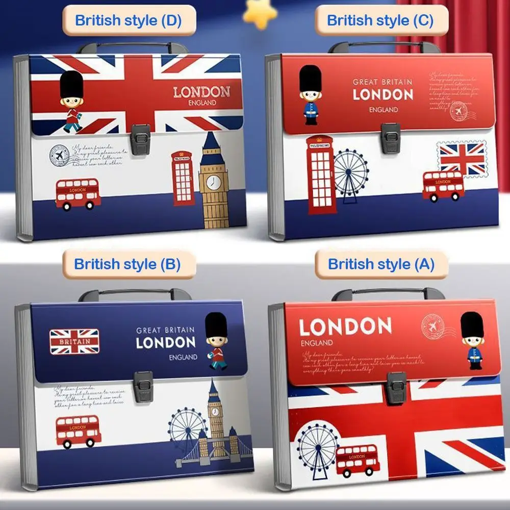 New 13 Layer Expanding Folder Large Capacity Portable Data Sorting Folder British Style Document Organizer Student Use