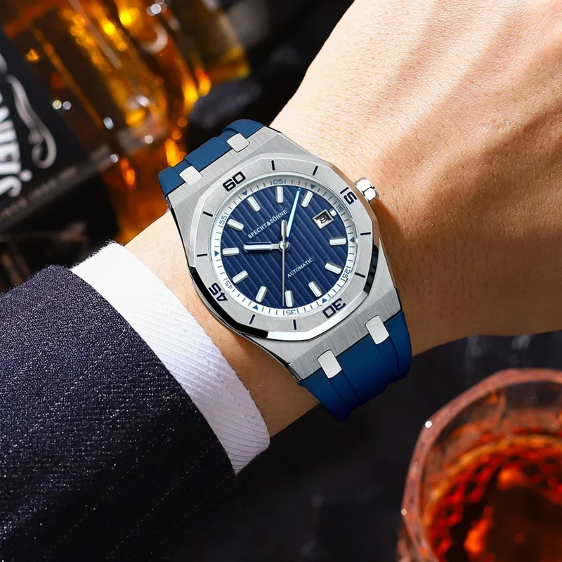 New Luxury Sports Automatic Mechanical Watches Japan 8215 Movt Stainless Steel Watch Sapphire Crystal Luminous Waterproof 40MM