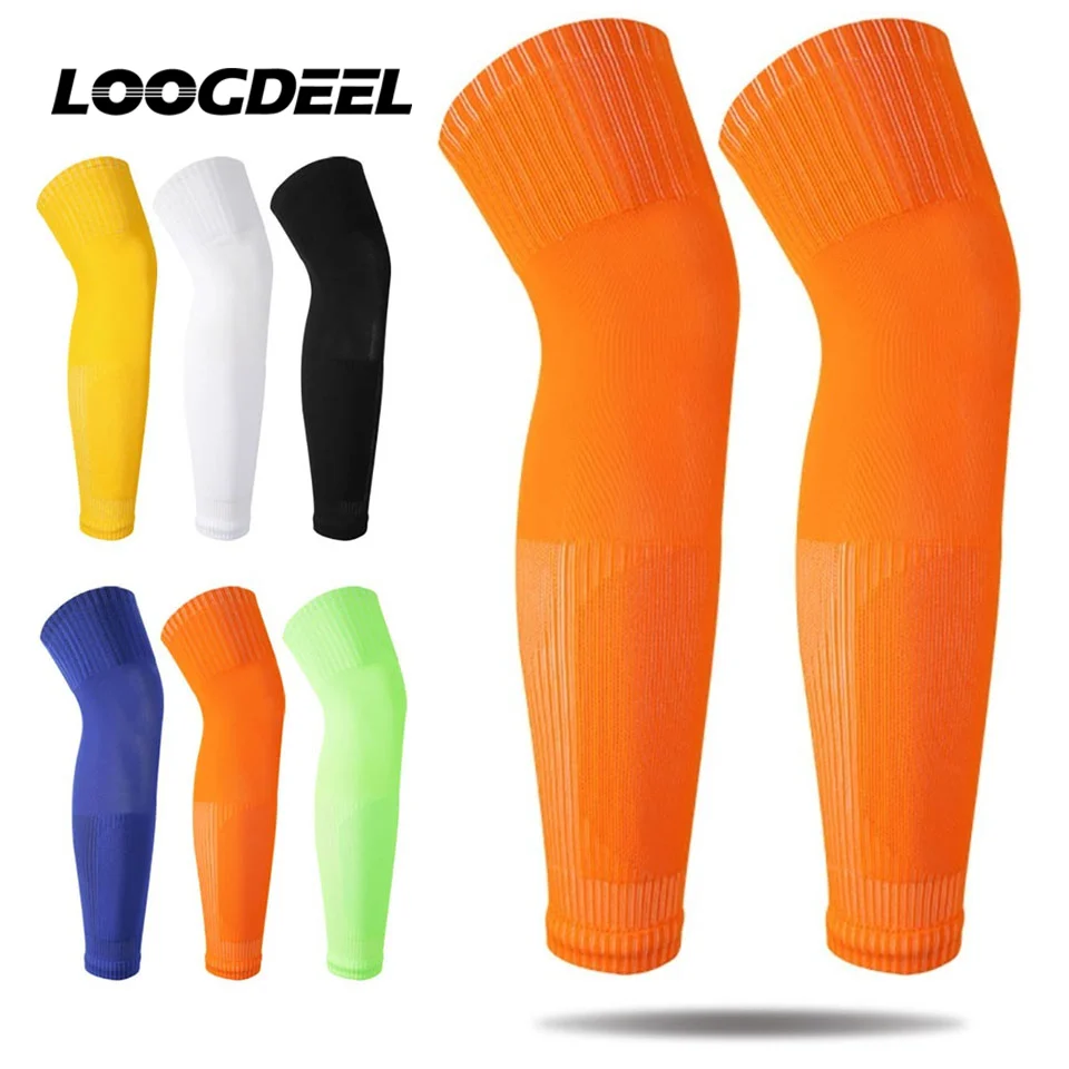 LOOGDEEL Adult Leg Guards Football Socks Extended Over Knee Bottomless Soccer Long Tube Athlete Training Socks Sports Kneepad