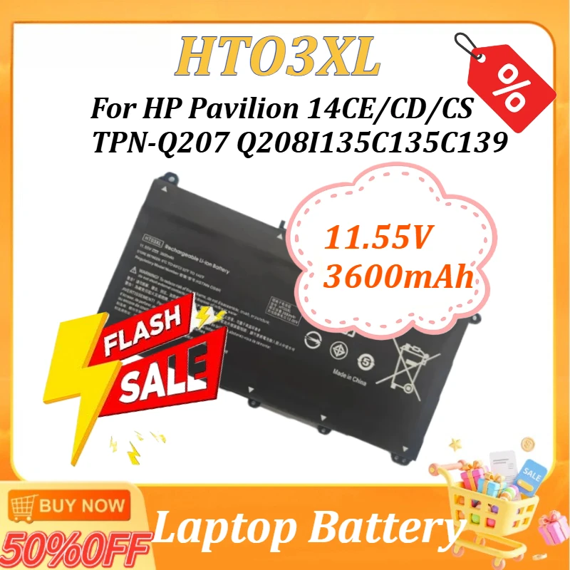 

HT03XL HT03 HTO3XL 11.55V 3600mAh Laptop Battery for HP Pavilion 14-CE 14-CF 14-DF 15-DA 15-DB 15-DW 15-CS 15-DY 17-BY 17-CA