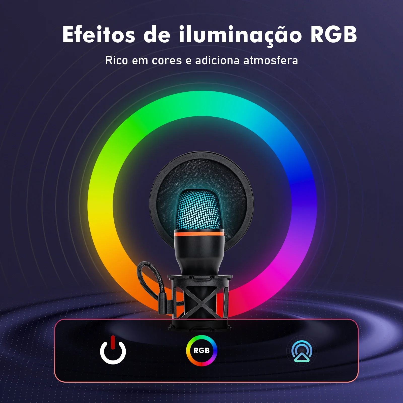 Xiaomi نشط إلغاء الضوضاء RGB الجدول ميكروفون USB التوصيل والتشغيل وحامل ثلاثي القوائم قابل للتعديل للاعبين اللافتات Coibeu