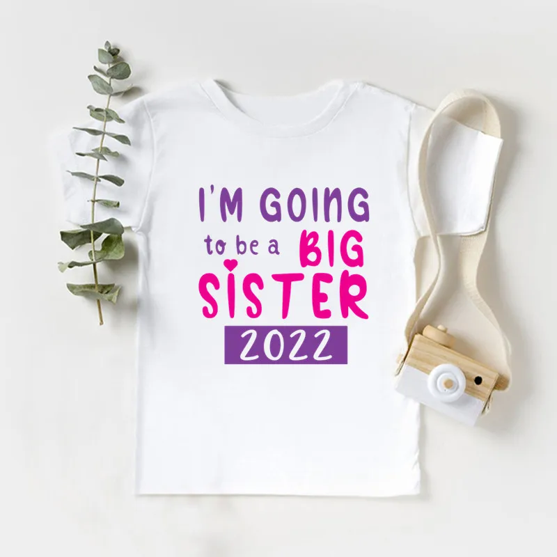 I\'m Being Promoted To Big Sister 2022 Print Kids T-shirts Girls Funny Baby Clothes Kids Announcement T shirt Cute Children Tops