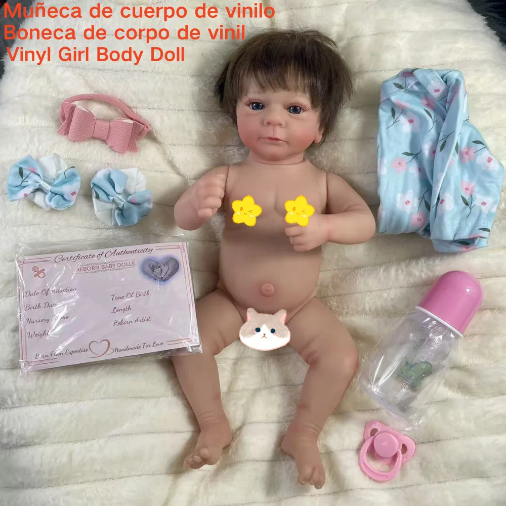 18Inch Already Finished Reborn Baby Doll Felicia Adorable Girl Lifelike Doll 3D Skin Tone Veins Doll Gift With Doll Accessories