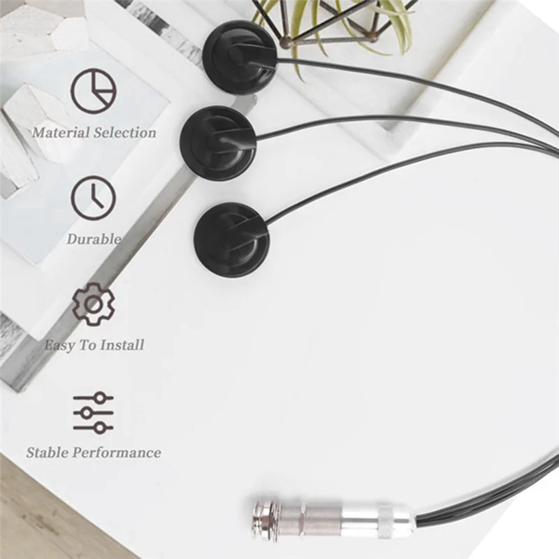 

AA75-2Pcs Guitar Pickup Piezo Contact Microphone Pickup 3 Transducer Pickup System For Acoustic 6.35Mm Jack (Black)