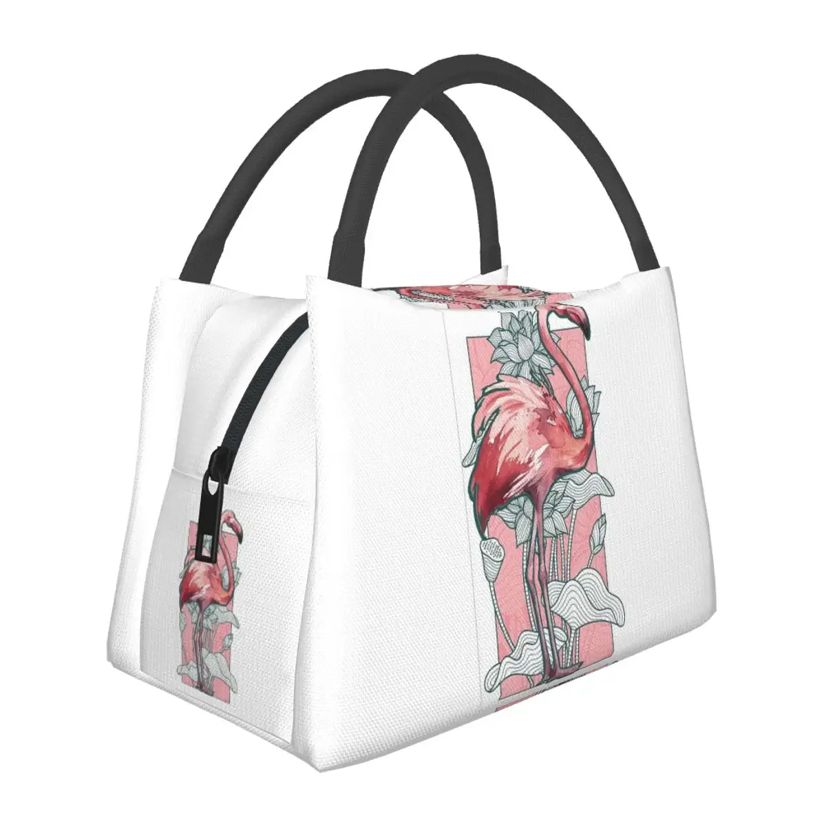

Flamingo Bird Flowers Lunch Bags Insulated Bento Box Portable Lunch Tote Picnic Bags Cooler Thermal Bag for Woman Girl Office