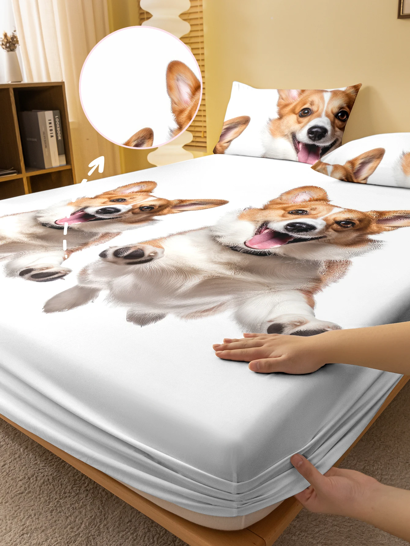 

1 cartoon cute Animal Dog digital printed frosted Fitted Sheet,bedroom printed bed cover,bedding(No pillowcase)