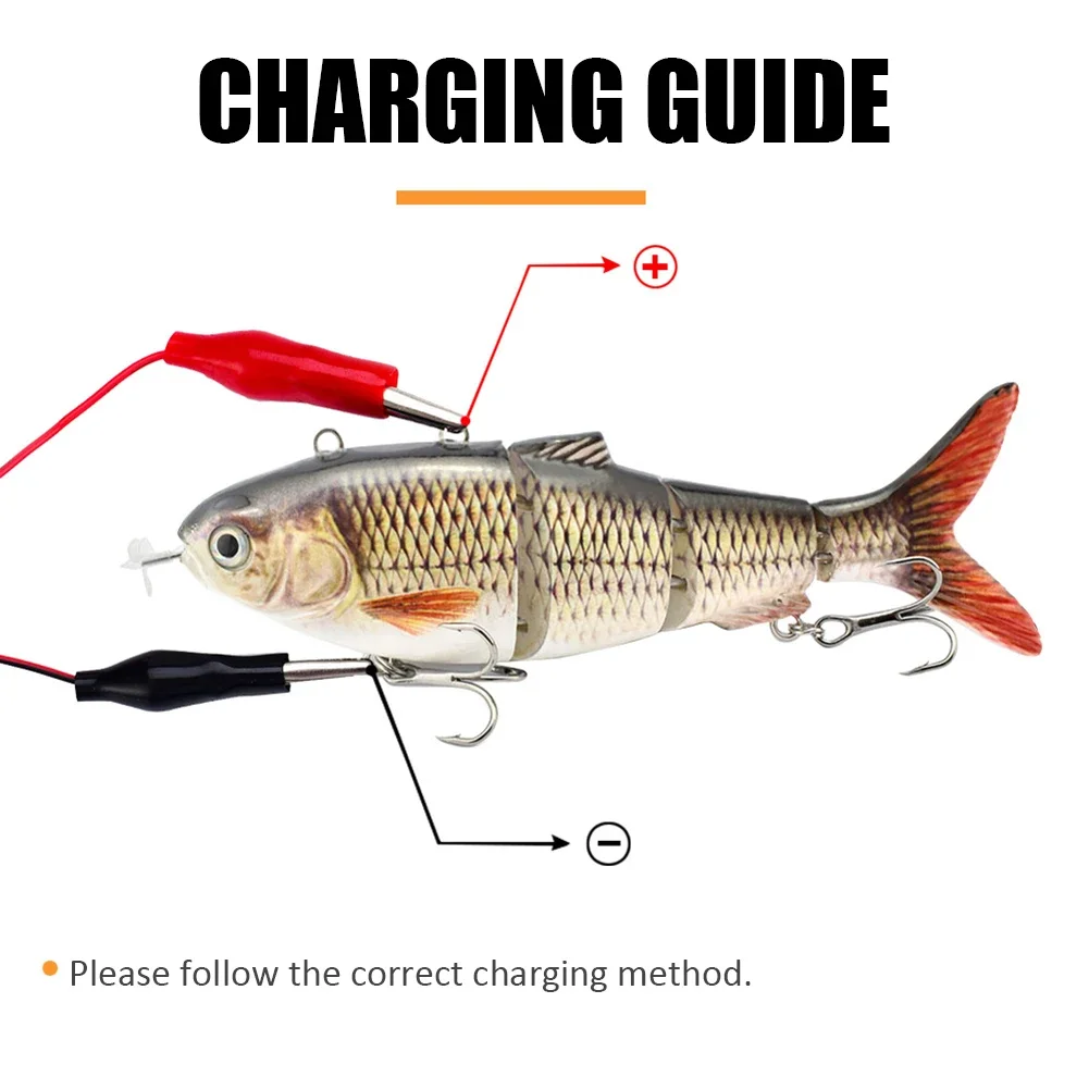 ロボットワブラー釣り餌電気バイオニックルアー人工釣りクランクベイトマルチジョイント人工ルアー-2-トレブルフック付き