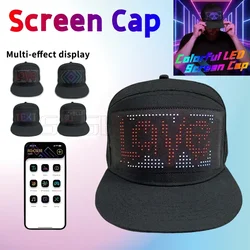Unisex Baseball Cap 5V USB Rechargeable Bluetooth APP Programmable LED Scrolling DIY Display Board Hip Hop Led Cap Snapback Hat
