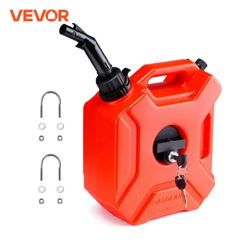 VEVOR 5/10L Red Fuel Tank Petrol Cans Gas Barrels Can Spare Water Container with Spout Adjustable Flow Rate for Motorcycle SUV