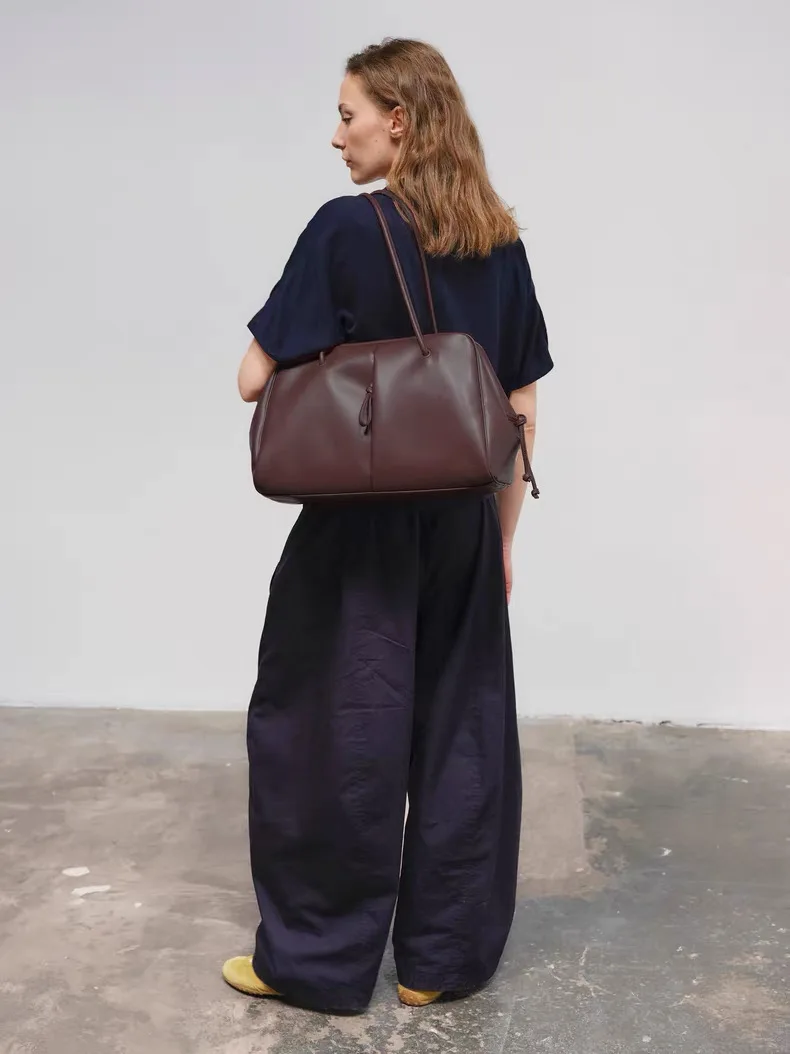 Fatty Spring Summer New Large Capacity Casual PU Leather Shoulder Women's Tote Bag Briefcase Stylish Business Handbag
