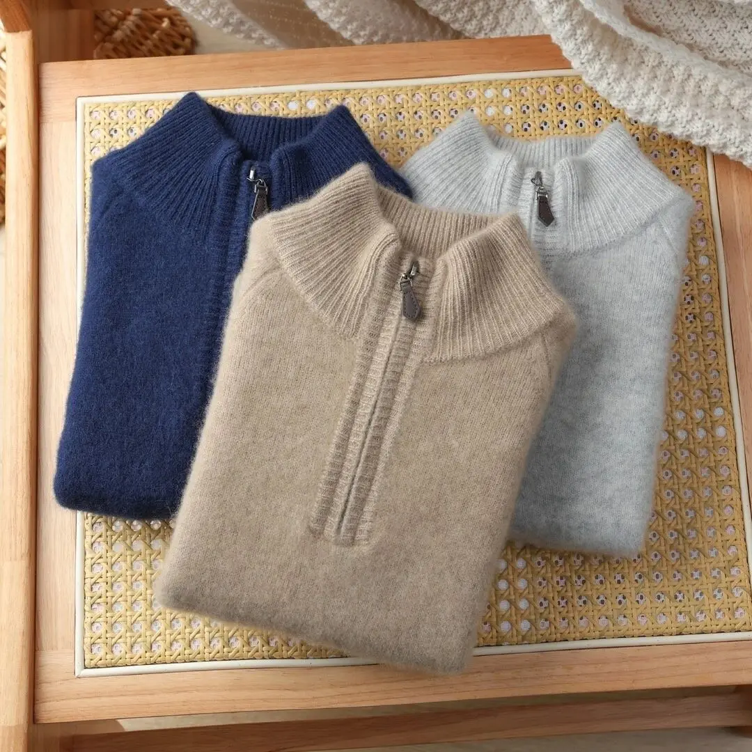 

100% Wool Children's Boys Sweater Turtleneck Half Zip Thickened Bottoming Jumper Boys Girls Autumn Winter Cashmere Knitted Tops