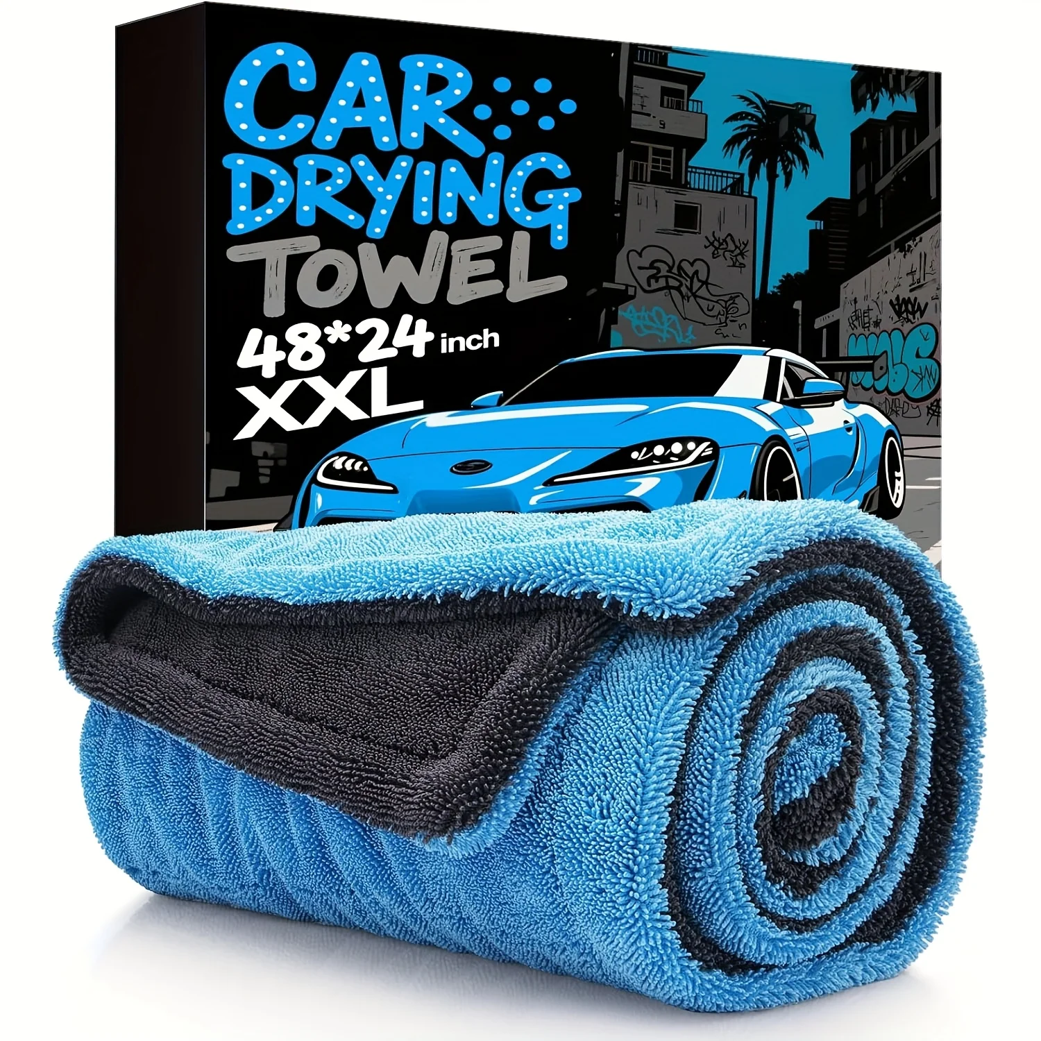 1400GSM Full-Size SUV Truck Drying Towel Double-Sided Microfiber, Twisted Yarn Technology, High Absorbency And Scratch-Resistant