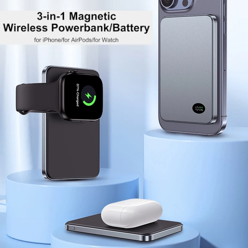 10000mAh Magnetic Power Bank for Xiaomi Samsung IPhone MagSafe Powerbank Wireless Charging Ultra Thin Portable External Battery