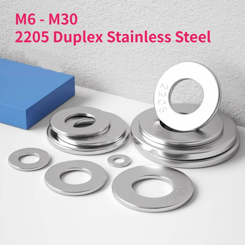 M6 M8 M10 M12 M14 M16 M18 M20 - M30 2205 Duplex Stainless Steel Flat Washer Metal Gasket Meson Sealing Plain Washers Spacer Shim