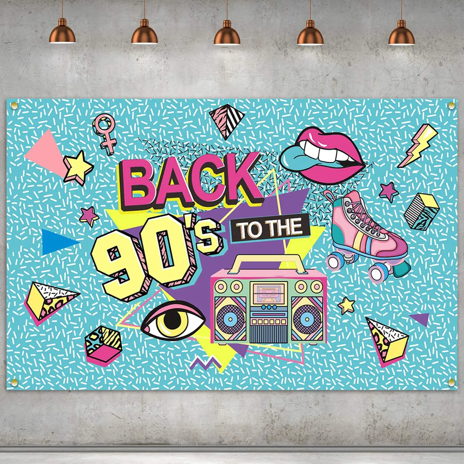 

90s Themed Party Backdrop Blue Back to The 90's Hip Hop Graffiti Photography Background Wall Table Banner Birthday Decoration