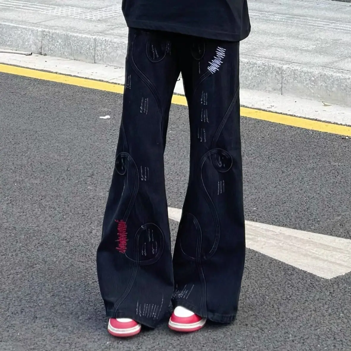 아메리칸 빈티지 청바지 부츠컷 여성 캐주얼 하이 스트리트 스타일 바지 슬림 Y2k 레트로 하이 웨이스트 서브컬쳐 스트리트웨어 여성 데님