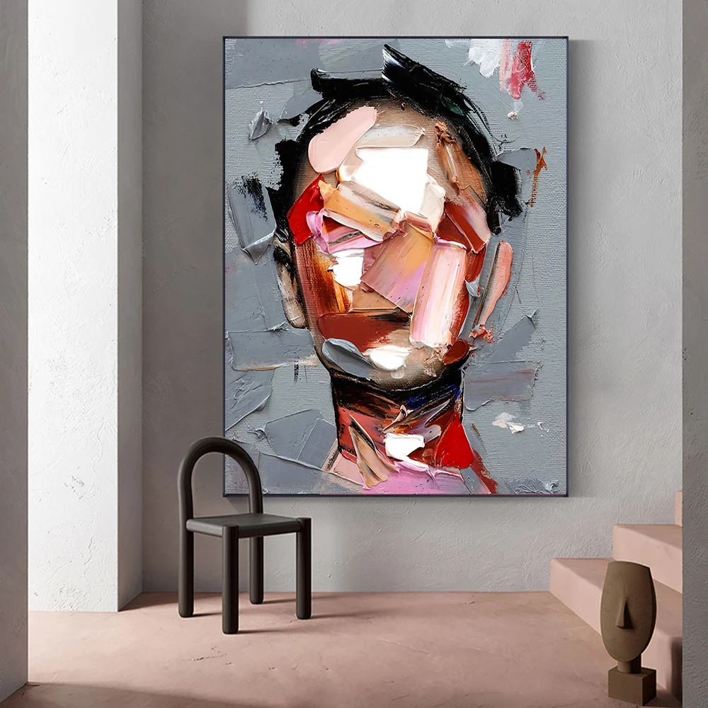 Interior Decoration Painting 3D Hand-Painted Abstract Oil Paintings On Canva Wall Art Picture Hotel Bar Decorate Portrait Mural