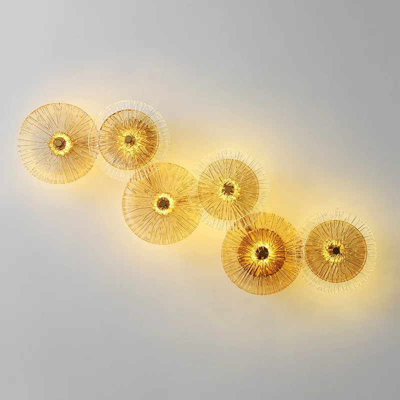 Nordic Modern Sun Glass Round Led Wall Lamp Luxury Loft Villa Hotel House Decoration Corridor Living