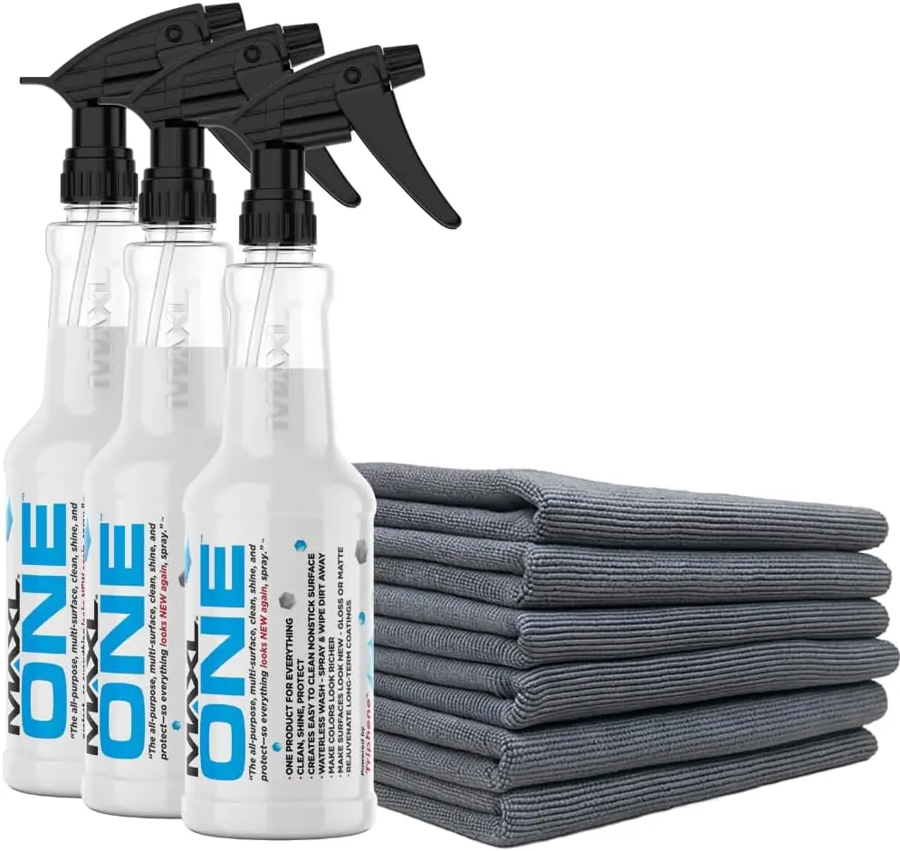 Waterless Detailer Spray Kit 3 All Purpose Triphene Clean Shine Protect Paint Glass Wheels Trim Quick Wipe 20oz 6 Micro Fiber Cl