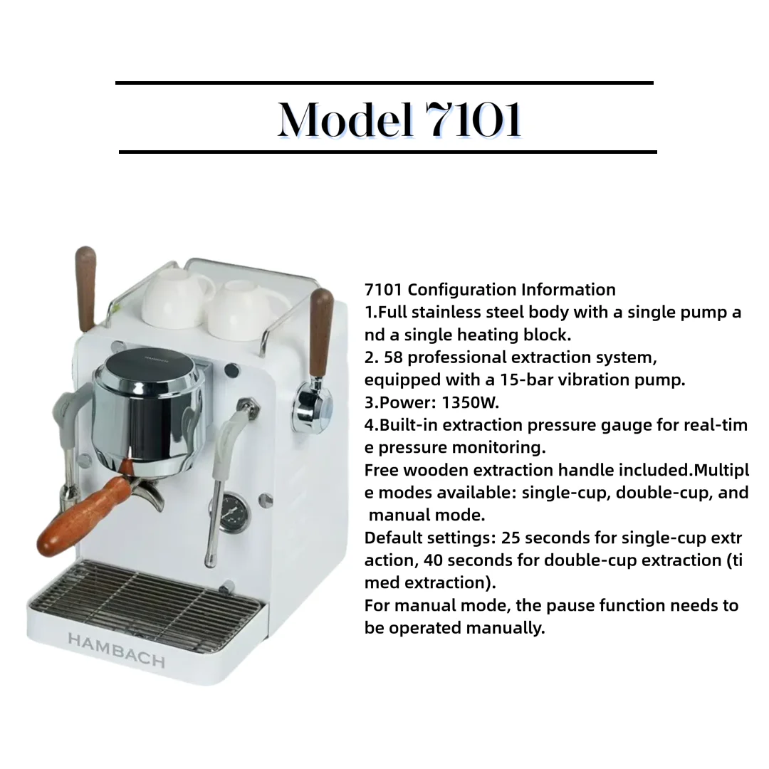 Hambach 7101 Halbautomatische Espressomaschine mit einer Pumpe, italienische Kaffeemaschine für das Heimbüro, kompakte Cappuccino-Brauausrüstung