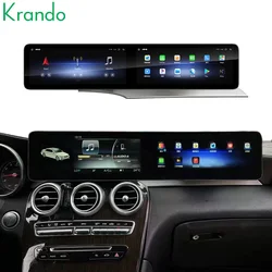 Krando Dual Screen Car Navigation GPS For BENZ C W205 GLC X253 2015 - 2021 Android Autoradio Wireless Carplay Multimedia Player