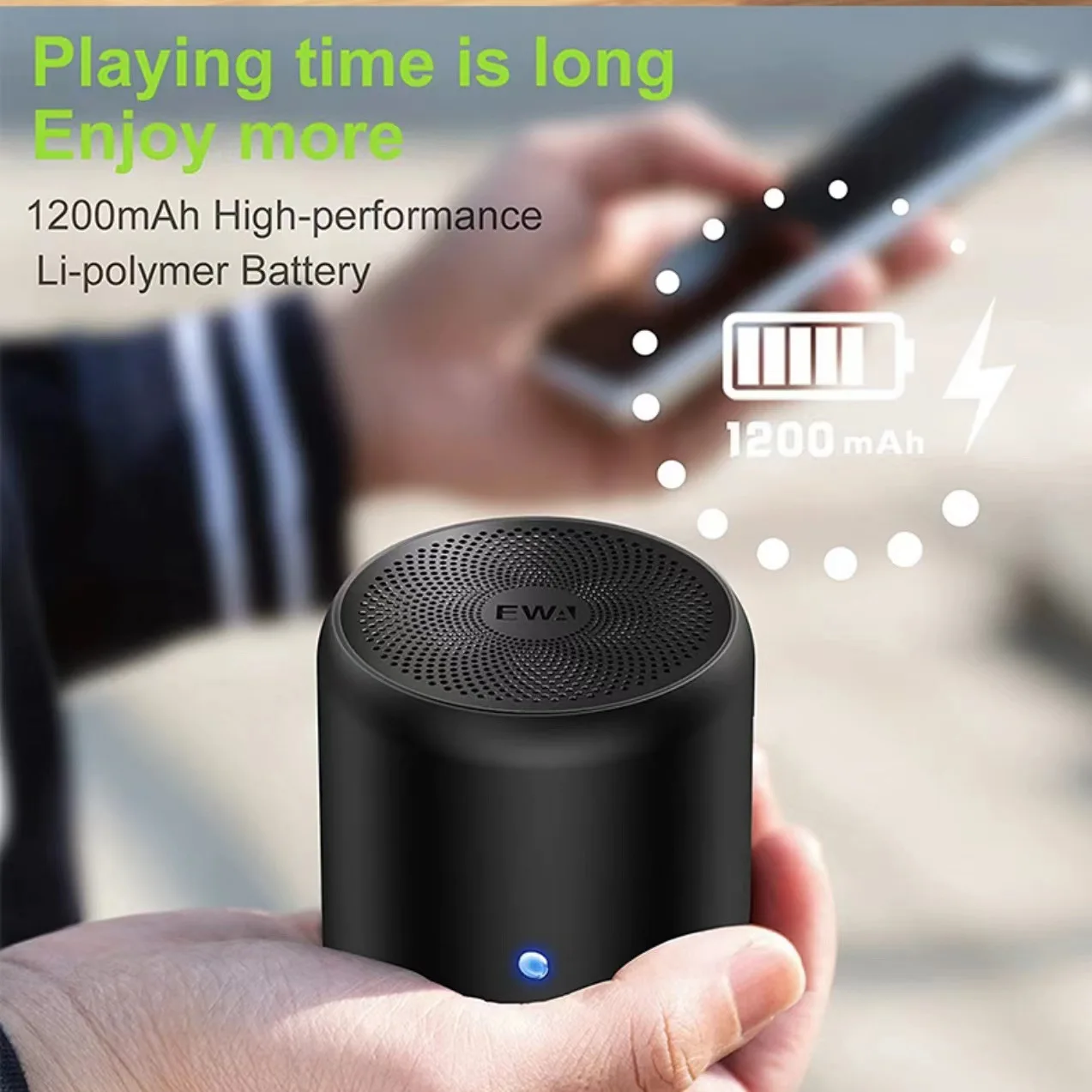 EWA A106 MAX IPX7 مكبر صوت محمول TWS مقاوم للماء مع مضخم صوت مترابط HiFi صوت للهاتف المحمول والسفر المنزلي في الهواء الطلق