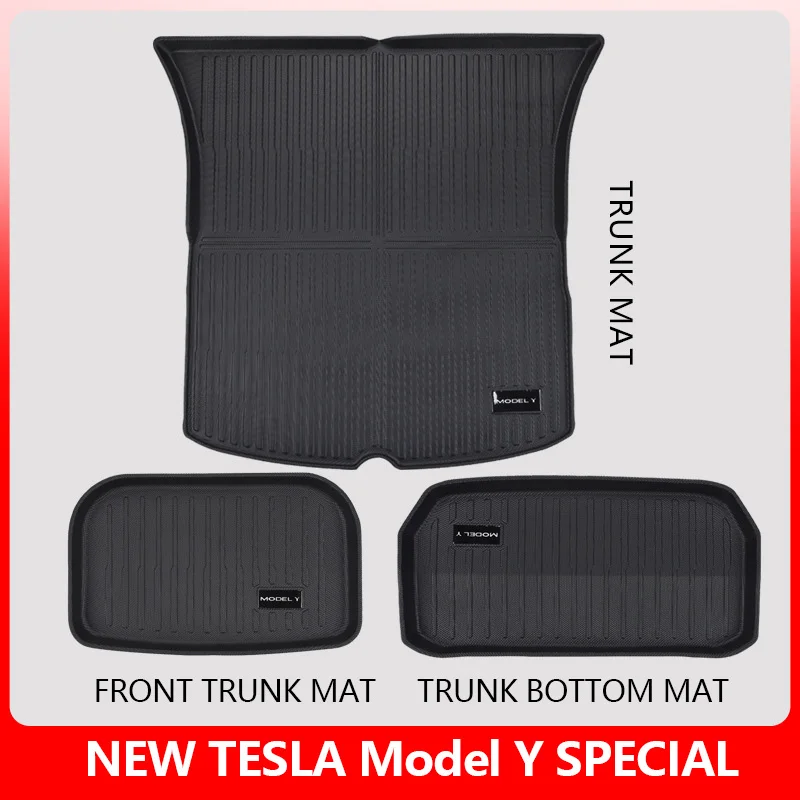 For Tesla 21-22 Model 3/Y Front Boot Pad Retrofit Accessories TPE Material Customized Anti-skid and Waterproof Trunk Mat