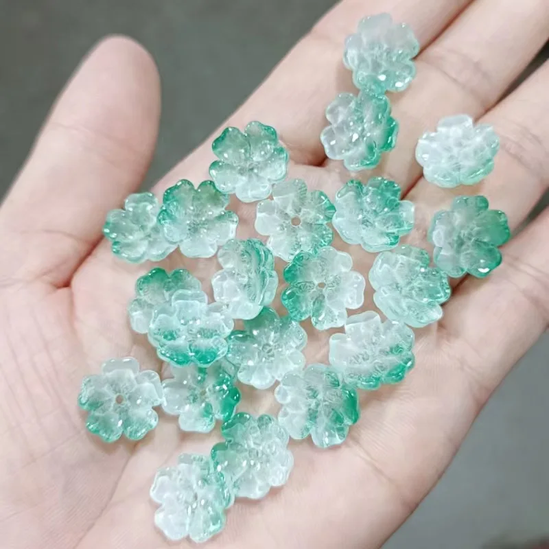 20Pcs 14mm Flower Czech Crystal Lampwork Glass Beads Colorful Glaze Spacer Bead for Jewelry Making DIY Necklace Earring Bracelet
