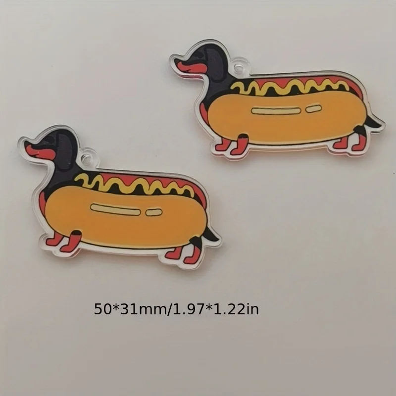 10pcs acrylic 2D new sausage dog pendant, DIY jewelry making earrings necklace keychain accessories view 6
