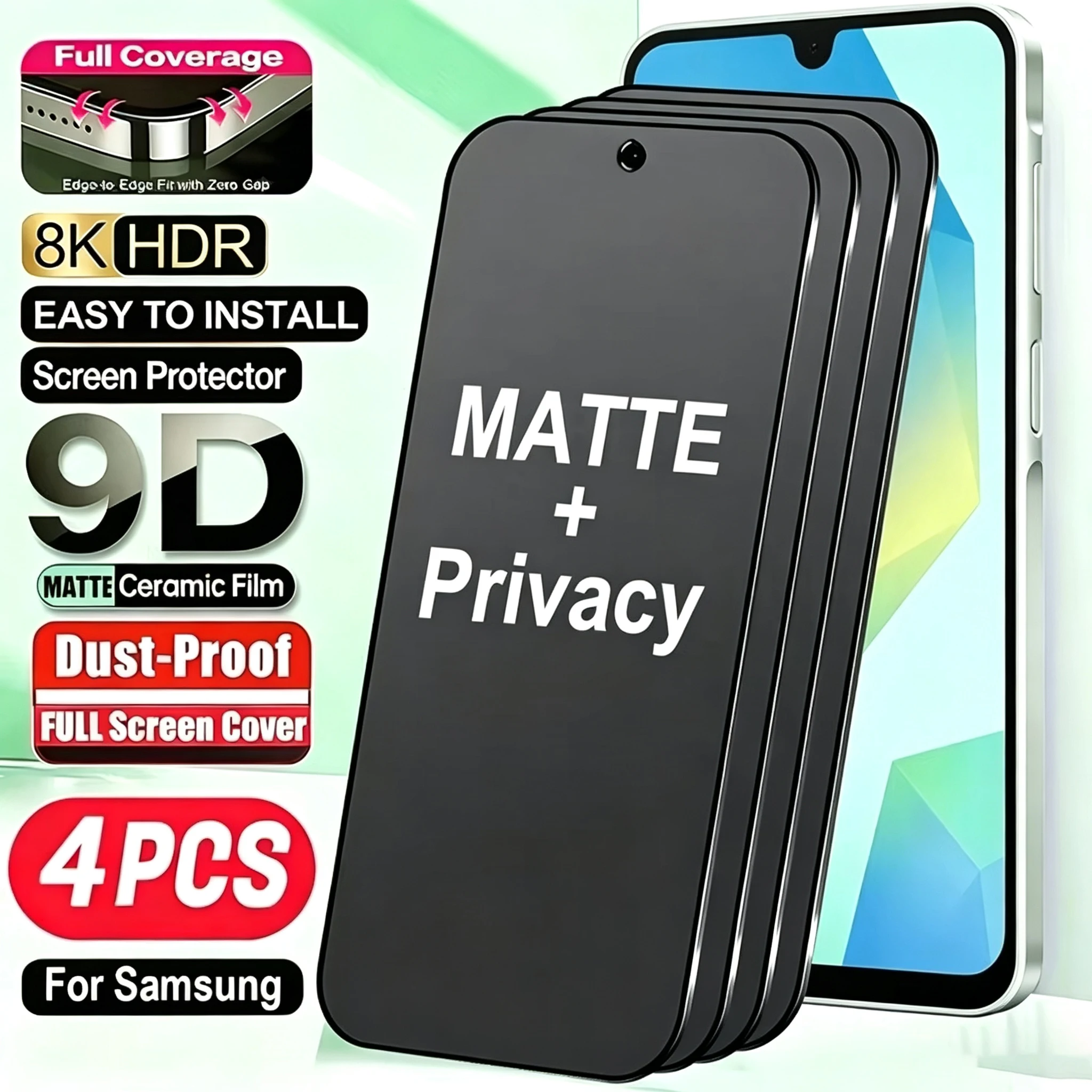 1-4 Stück Privatsphäre-Matt-Keramikfolie für Samsung A56 A16 A07 A17 A57 A37 A27 A06 A36 A55 A54 A53 A52 A26 A35 A34 Displayschutzfolie