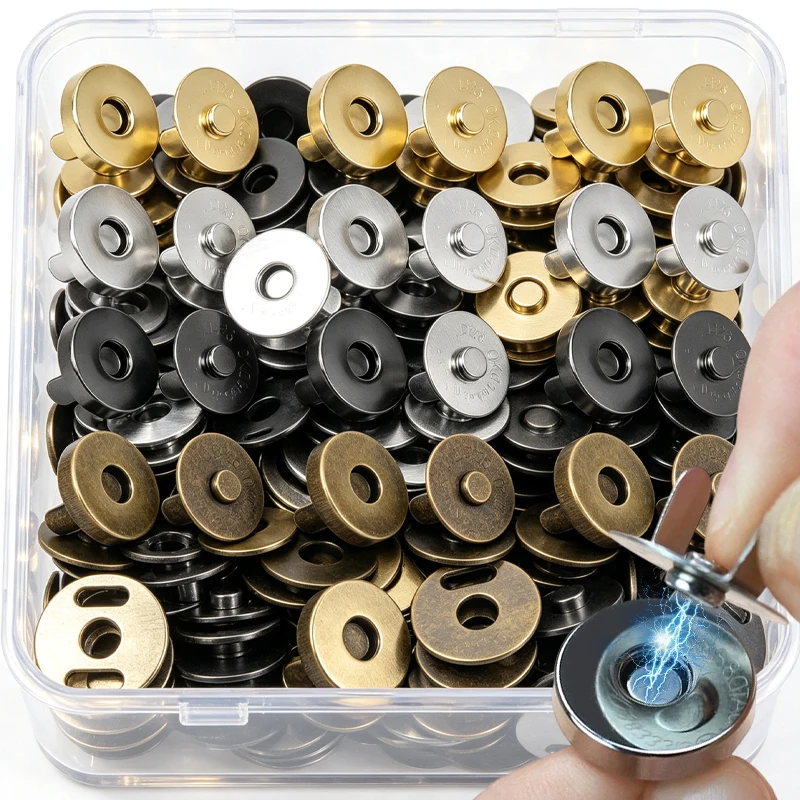 3-10Sets Non-sewing Invisible Magnetic Fastener Bag Buttons Wallet Coat Handbags Magnetic Buckle Metal Luggage Parts Accessories