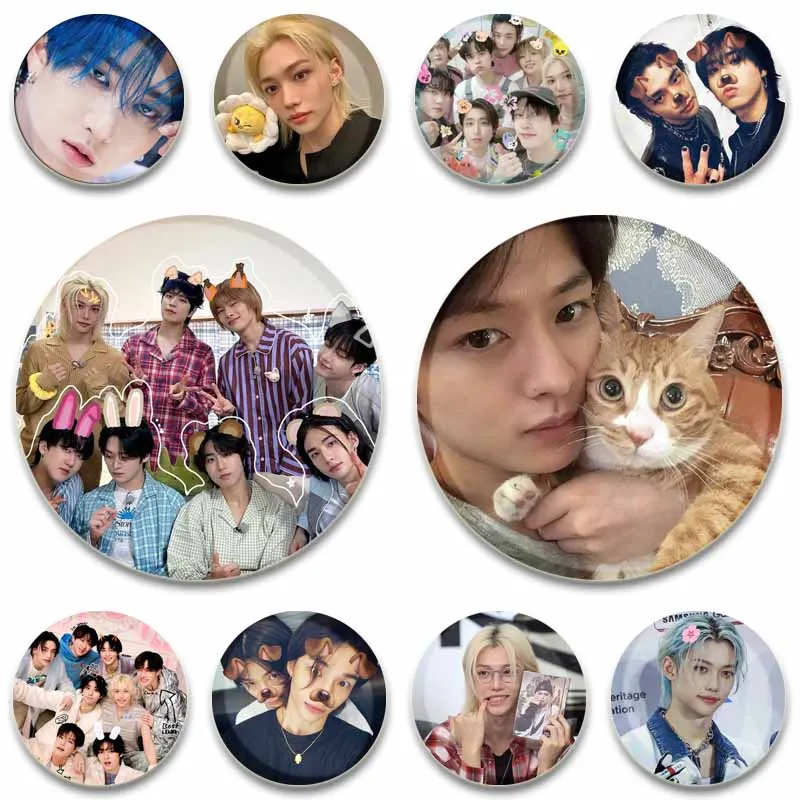 Kpop Boys Band Series Coin Brooch Creative Singer Felix Bang Pins Backpack Clothing Wallet Badge Accessories Fans Collect Gifts
