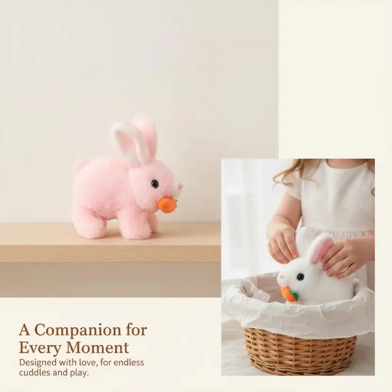 1Pcs Electronic Simulated Bunny Toy Interactive Soft Rabbit Plush Doll BPA-Free for Toddlers Home Play Birthday Gift
