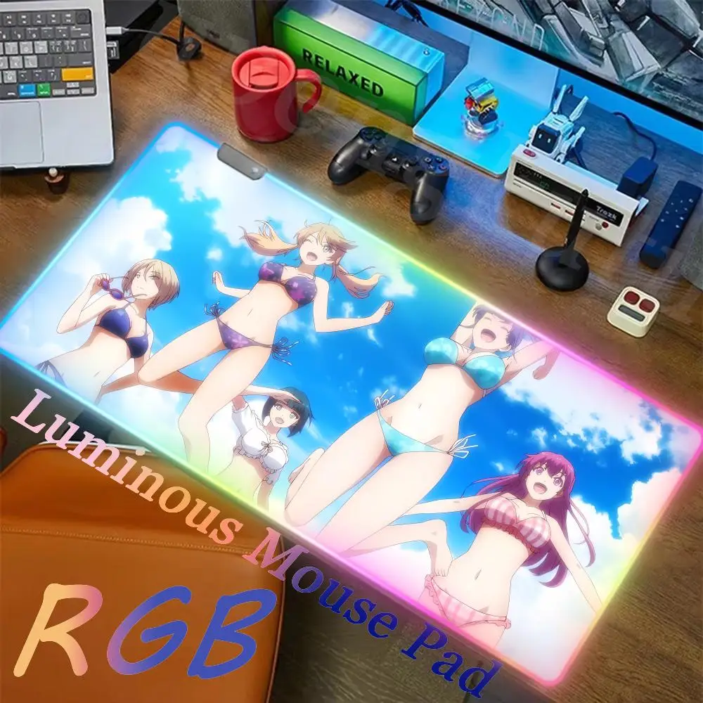 900x400 XXL Goddess Cafe Laptop Gamer Gifts for girls Mouse Desktop Setup Pad Kawaii RGB Non-Slip Rubber locking Luminescence