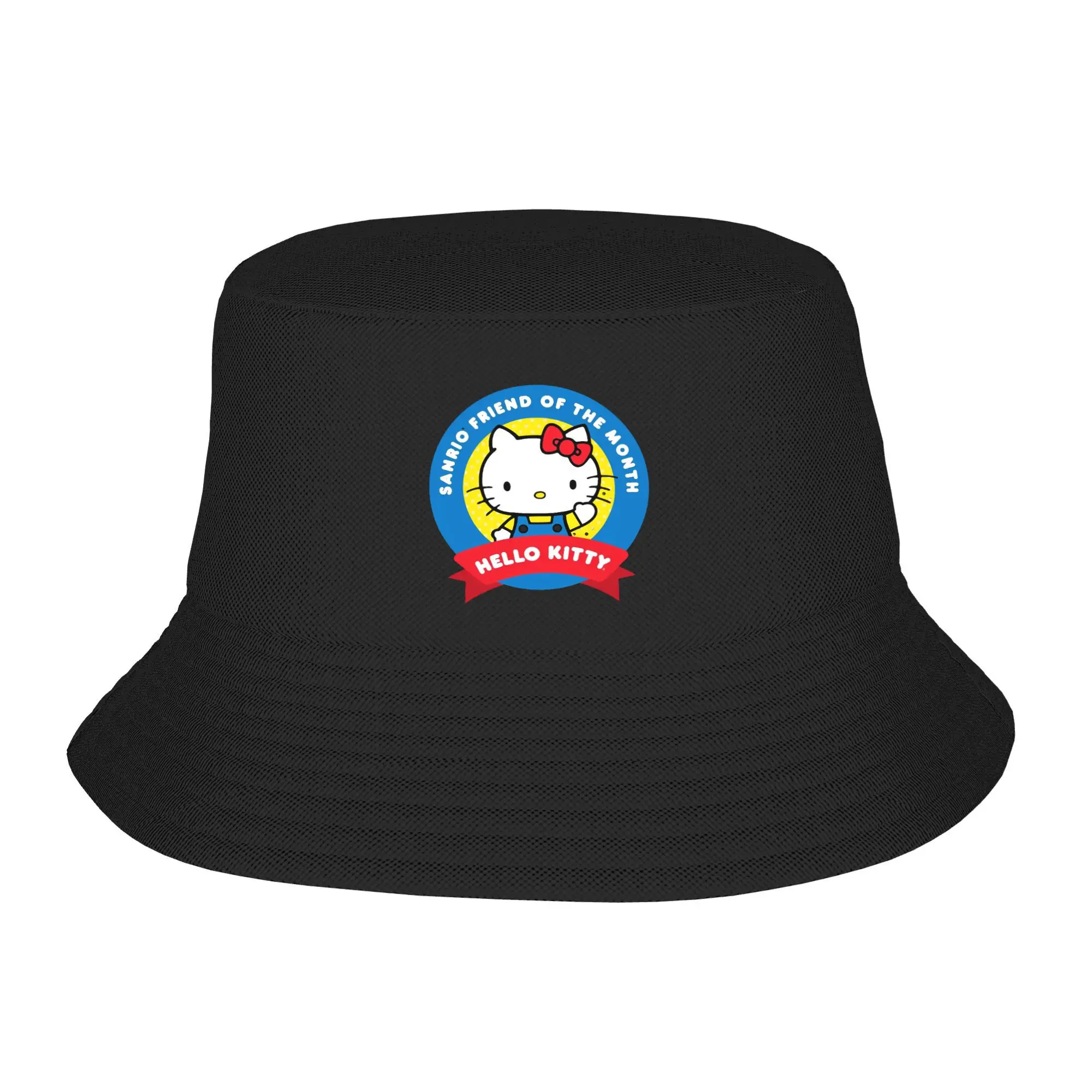 

Cute Cat Hello Kitty Bucket Hat Cute Animal Harajuku Fisherman Caps Foldable Fishing Sunscreen Hats For Men Women Fashion Cap