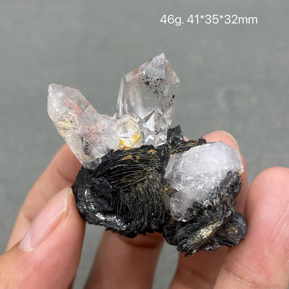 

100% Natural Specular hematite and crystal symbiosis mineral specimen crystal stones and crystals quartz healing crystal