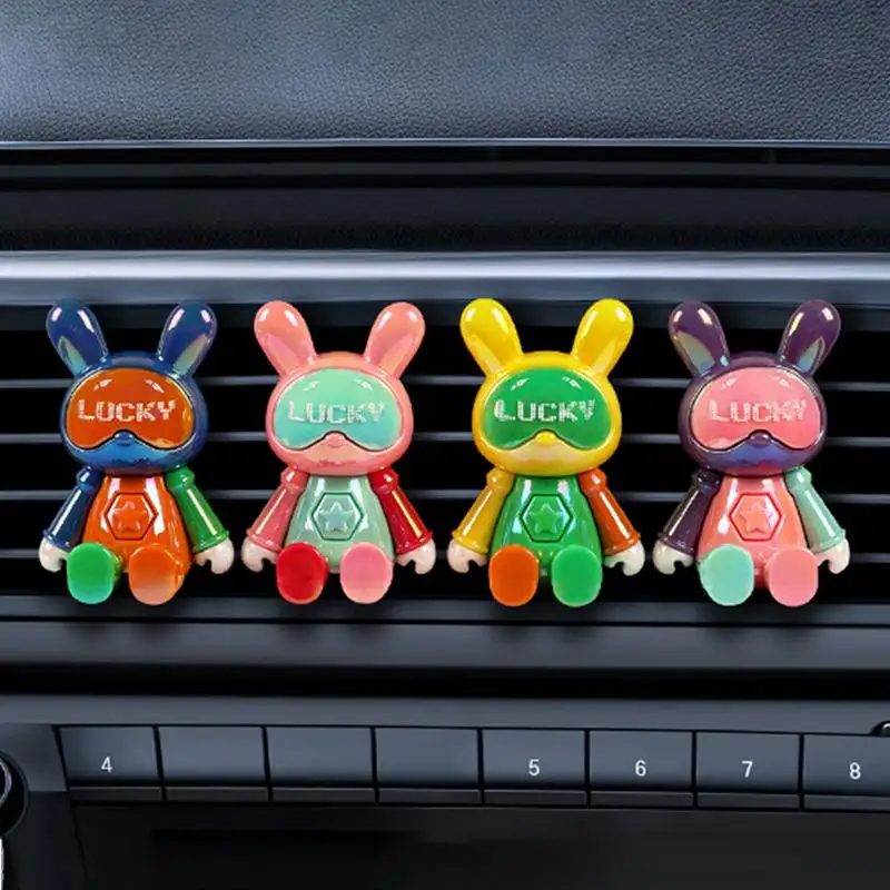 Clipe de ventilação ambientador para carro dos desenhos animados forma coelho difusor carro aromaterapia difusor óleo para aniversário ano novo natal