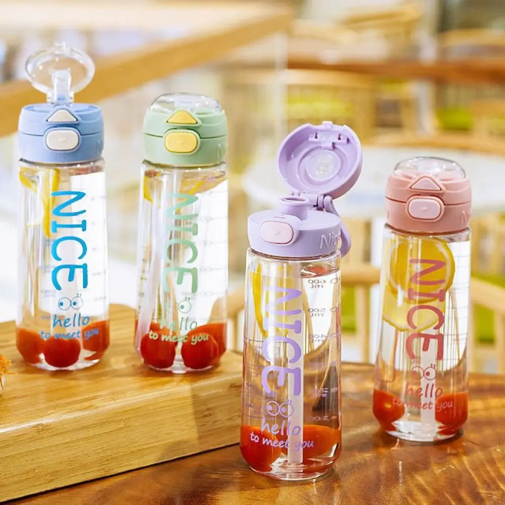 Straw Plastic Water Bottle High Temperature Resistance High Value Plastic Water Cup Colorful Fall Prevention Straw Water Bottle